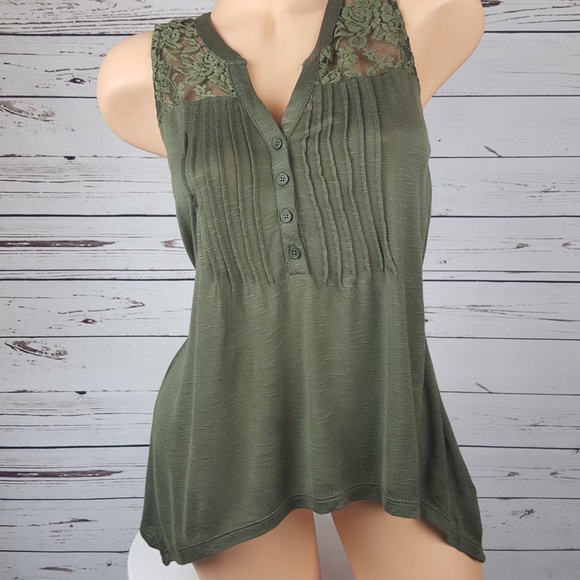 American Rag Tops - American Rag | Handkerchief Hem Lace Inset Tank